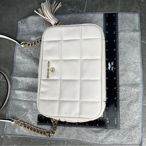 🔥 NWT Michael Kors Jet Set Charm Small Leather Crossbody Bag - LT Light Cream - Picture 15 of 16